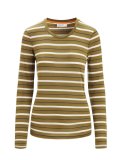 Wmns Wave LS Tee Stripe, Algae/Chalk