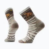 Hike Targeted Cushion Bear Stripe Pattern Mid Crew Socks